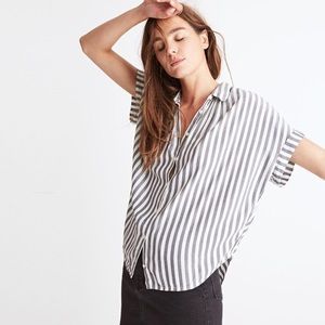 Madewell Central Drapey Shirt in Chambray Stripe